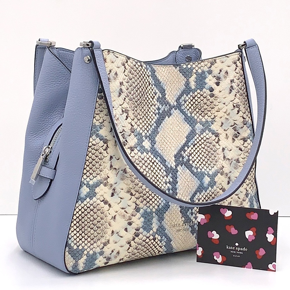 Leila Snake Embossed Medium Triple
Compartment Shoulder Bag Muted Blue
Multi - Picture 1 of 15